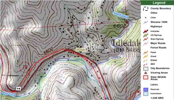 Vacation home location in Idledale, Colorado